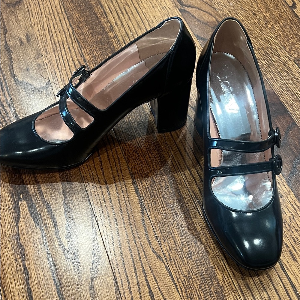J. Crew Black Double Strap Heels